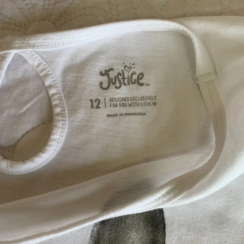 JUSTICE, Girls, French Bulldog T-Shirt, White, Size 12